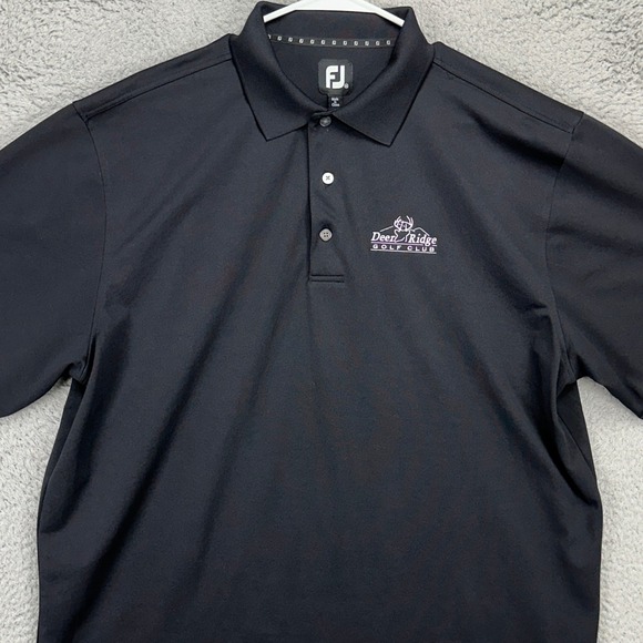 FootJoy FJ Mens Golf Polo Shirt 2XL Black Rugby Casual Athletic Short Sleeve